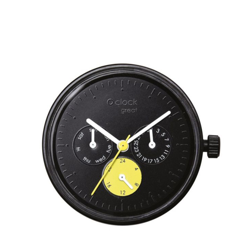Mechanizm zegarka O clock great Date satin Nero giallo bianco