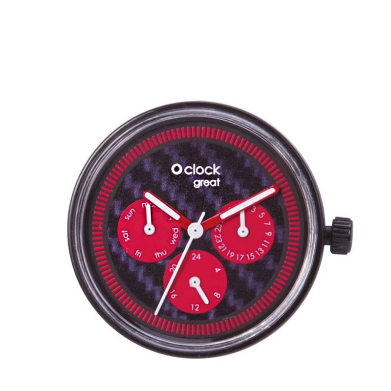 Mechanizm zegarka O clock great Day time carbon Rosso