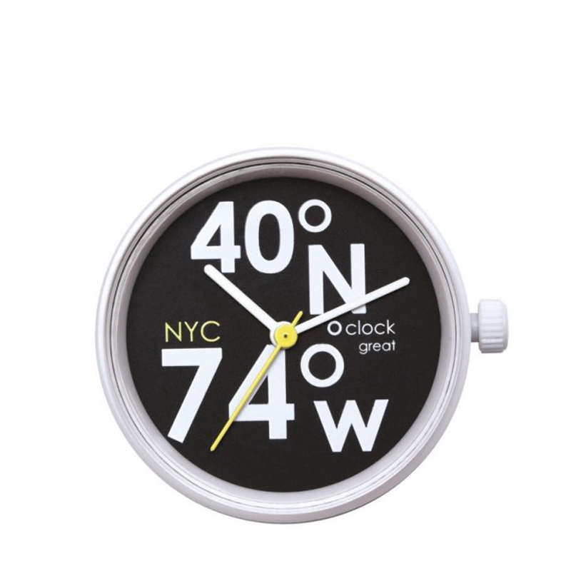 Mechanizm zegarka O clock great New York latitude Bianco nero cedro