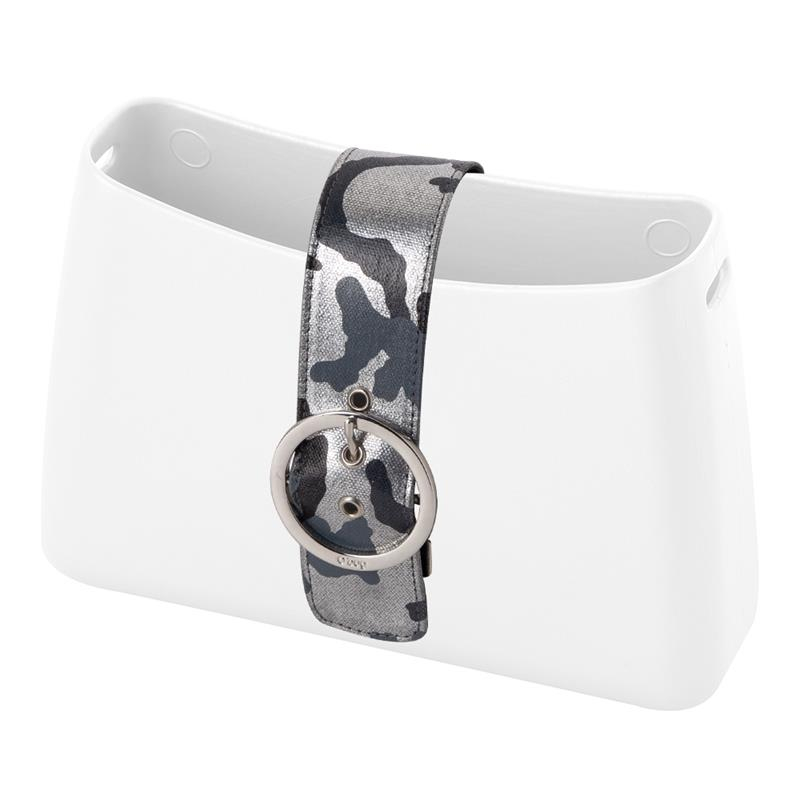 Chiusura O bag glam Silver camouflage Blu navy argento