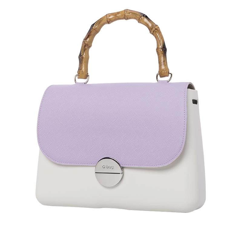 Klapka O bag Glam Ecopelle saffiano con manichetto Orchidea bamboo