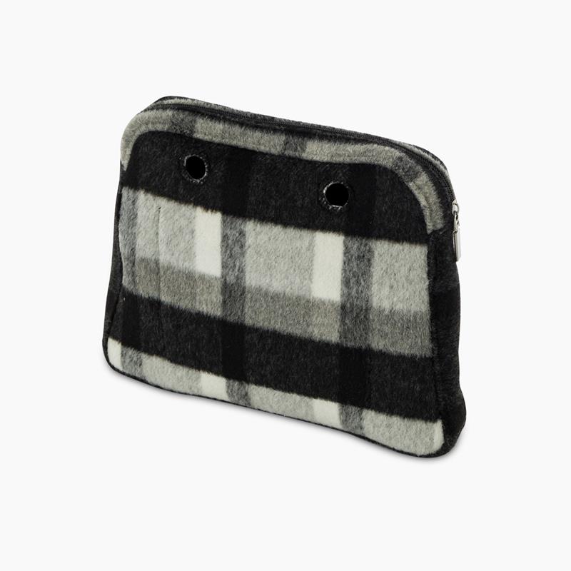 Organizer O bag reverse Tessuto check effetto lana Bianco nero