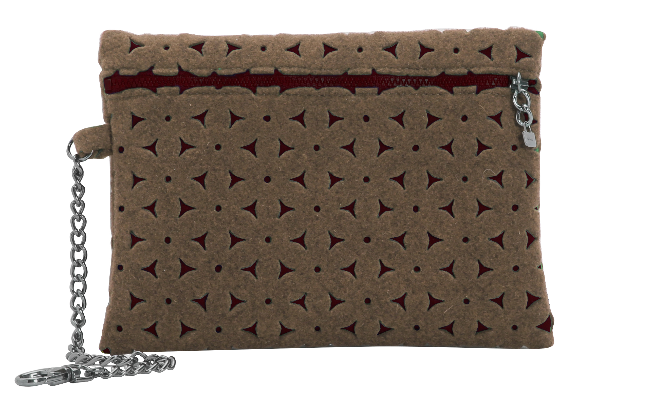 Etui z łańcuszkiem Feltro Mattone beige