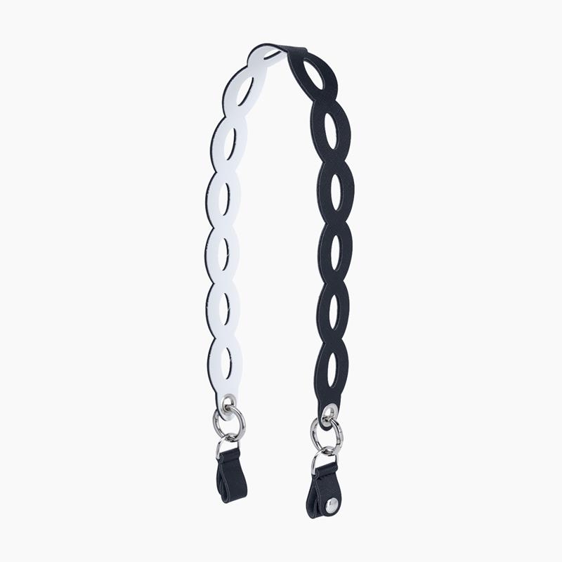 Pasek naramienny Traforata bicolor i Klipsy Blu navy ice