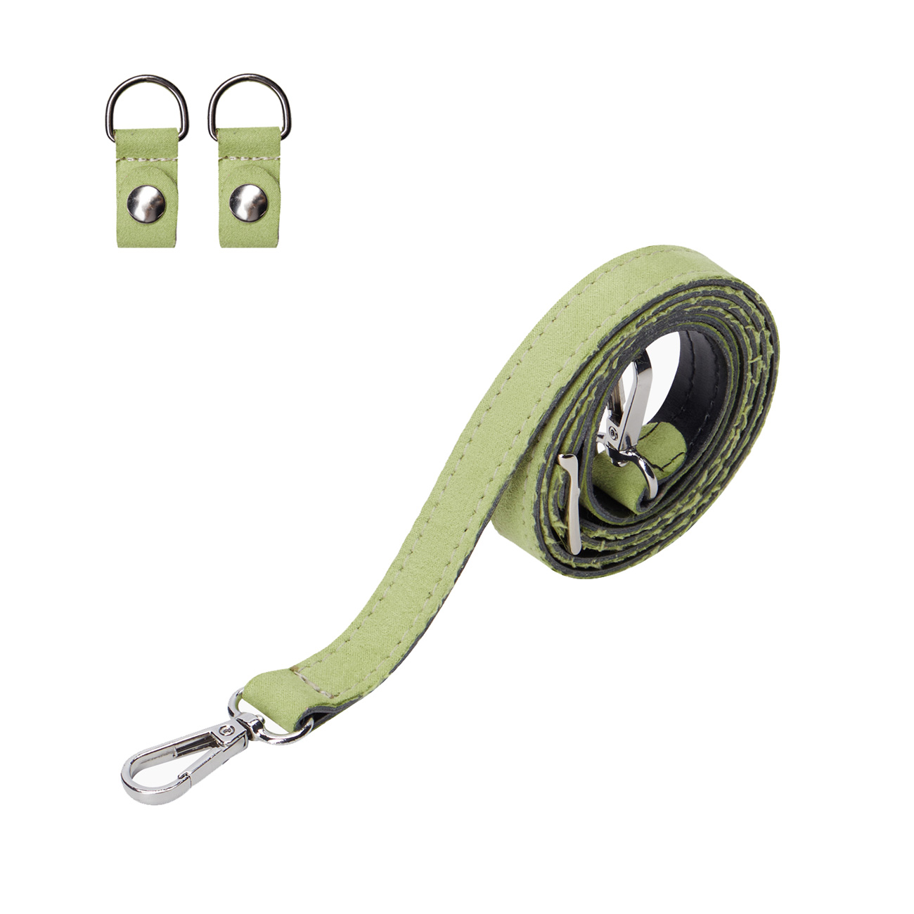 Pasek naramienny Extraslim ecopelle suede + clip Avocado