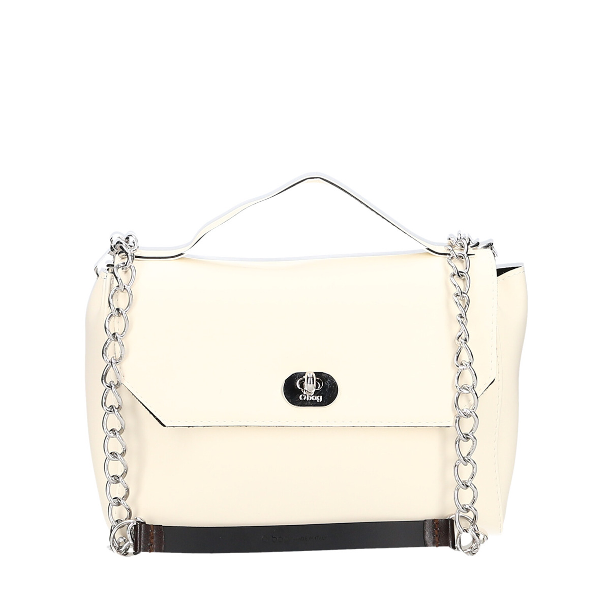 Torebka O bag soft smooth mini con pattina Bianco